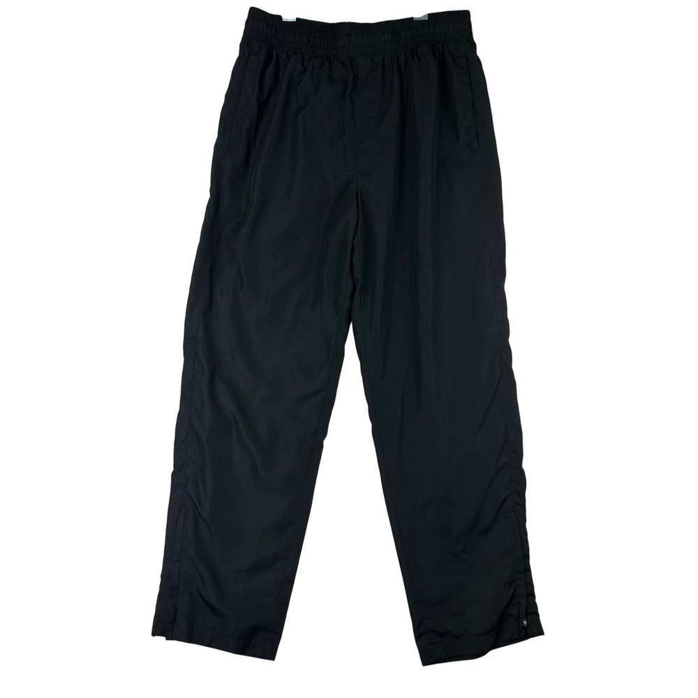 Athletic Works Track Pants Mens M Regular Black Windbreaker Ankle Zip Polyester‎